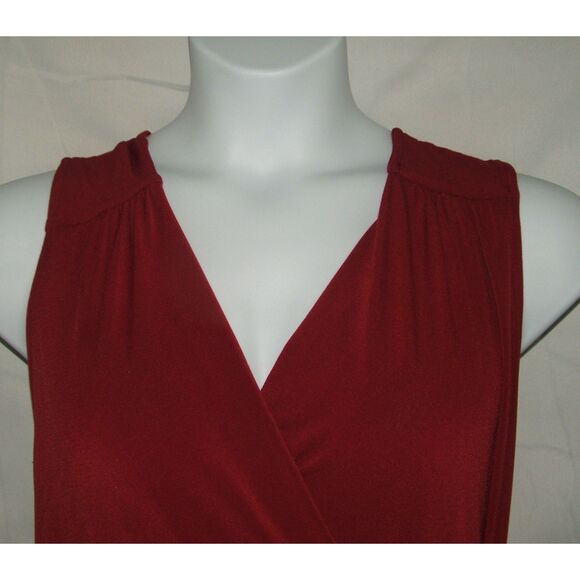 Maroon Plus Sz 22/24 Stretchy Sleeveless Jersey Knit Faux Wrap Dress LANE BRYANT - Picture 2 of 6
